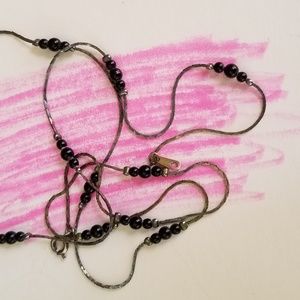 Sterling silver and black beads necklace
